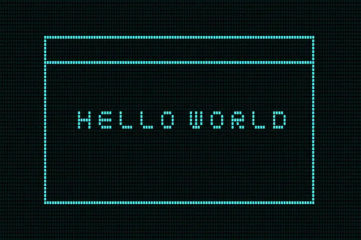 hello world on a dot matrix style display